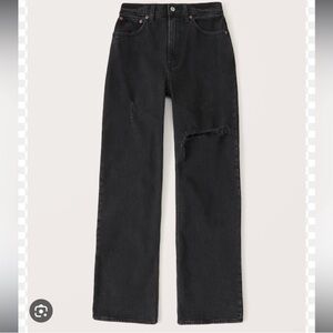 Abercrombie & Fitch - The 90s Relaxed Jean High Rise - 32/14L - Black Distressed